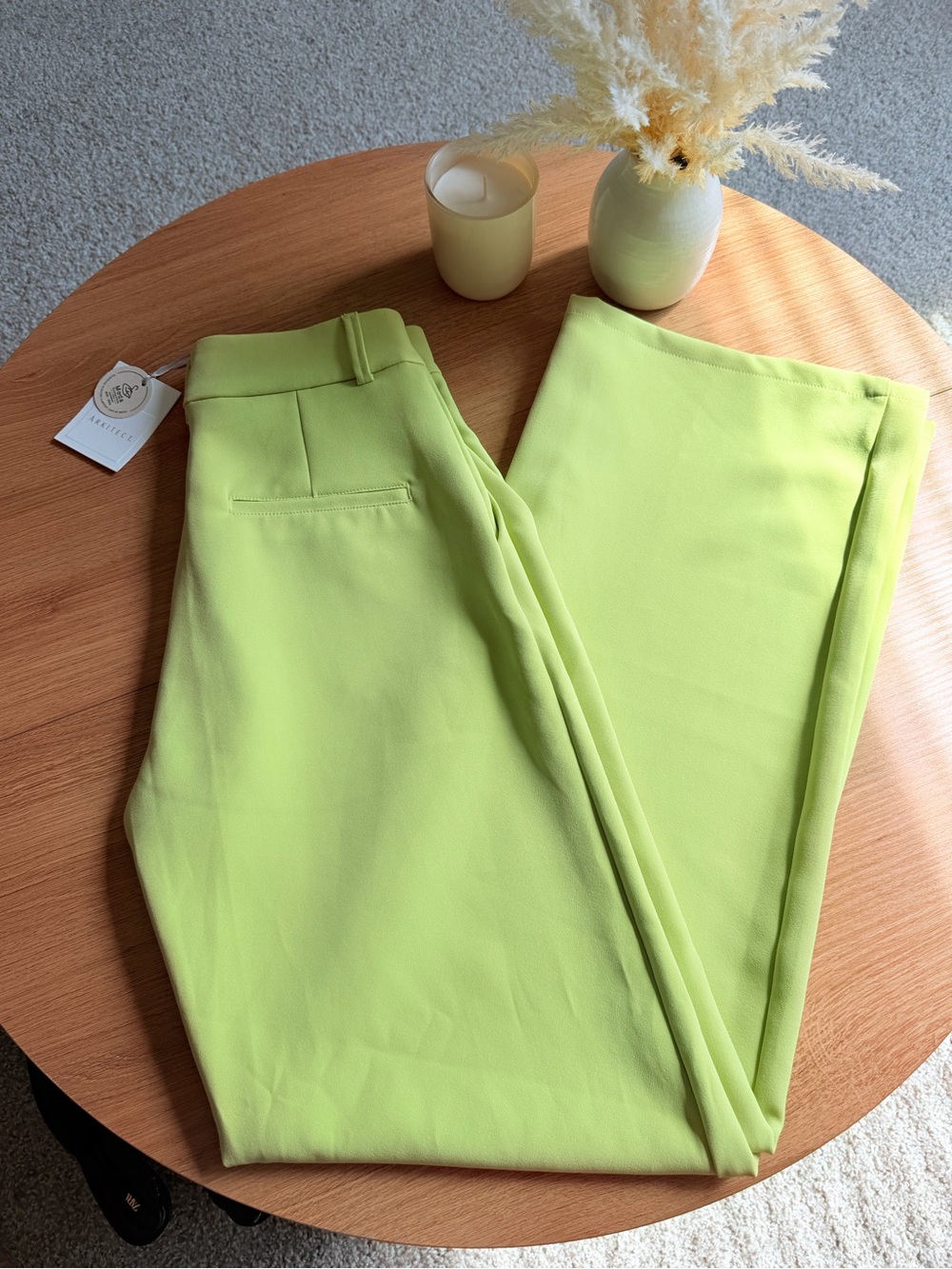 High-Waist Tailored Women's Pants size 6 in Lime Green, wide leg
